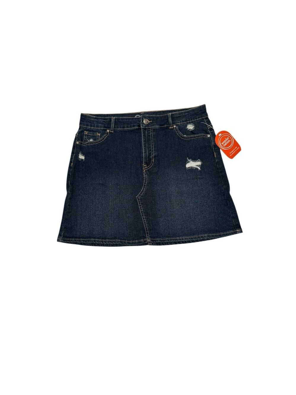Wonder Nation Destructed Dark Blue Denim Skirt GIRLS Size XXL 18 NEW NWT Zipper - Picture 9 of 12